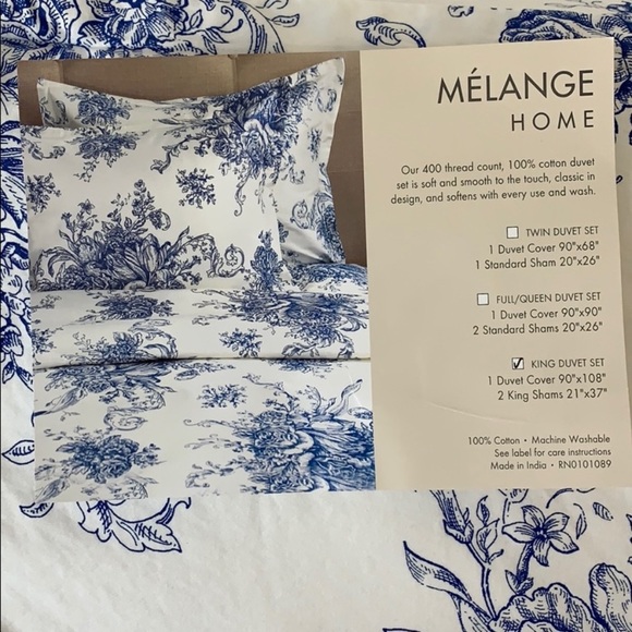 Nordstrom Bedding Blue And White Floral Classic King Duvet Set